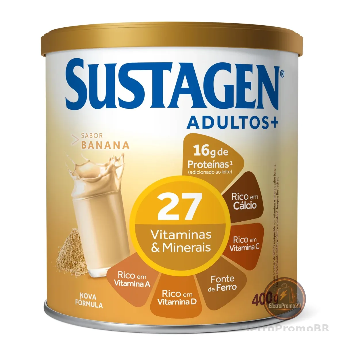 Sustagen Adultos Complemento Alimentar Sabor Banana - Lata 400g