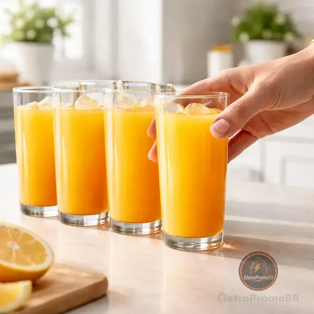 Jogo De Copos De Vidro Long Drink Para Água E Suco 225ml 6pc Transparente