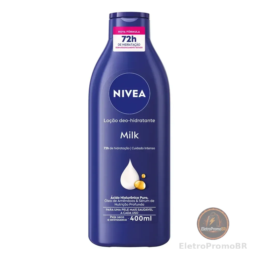 Nivea Loção Deo-hidratante Milk 400ml, Hidratação Profunda 72h, Hialurônico Puro, Corporal, Pele Seca E Extrasseca