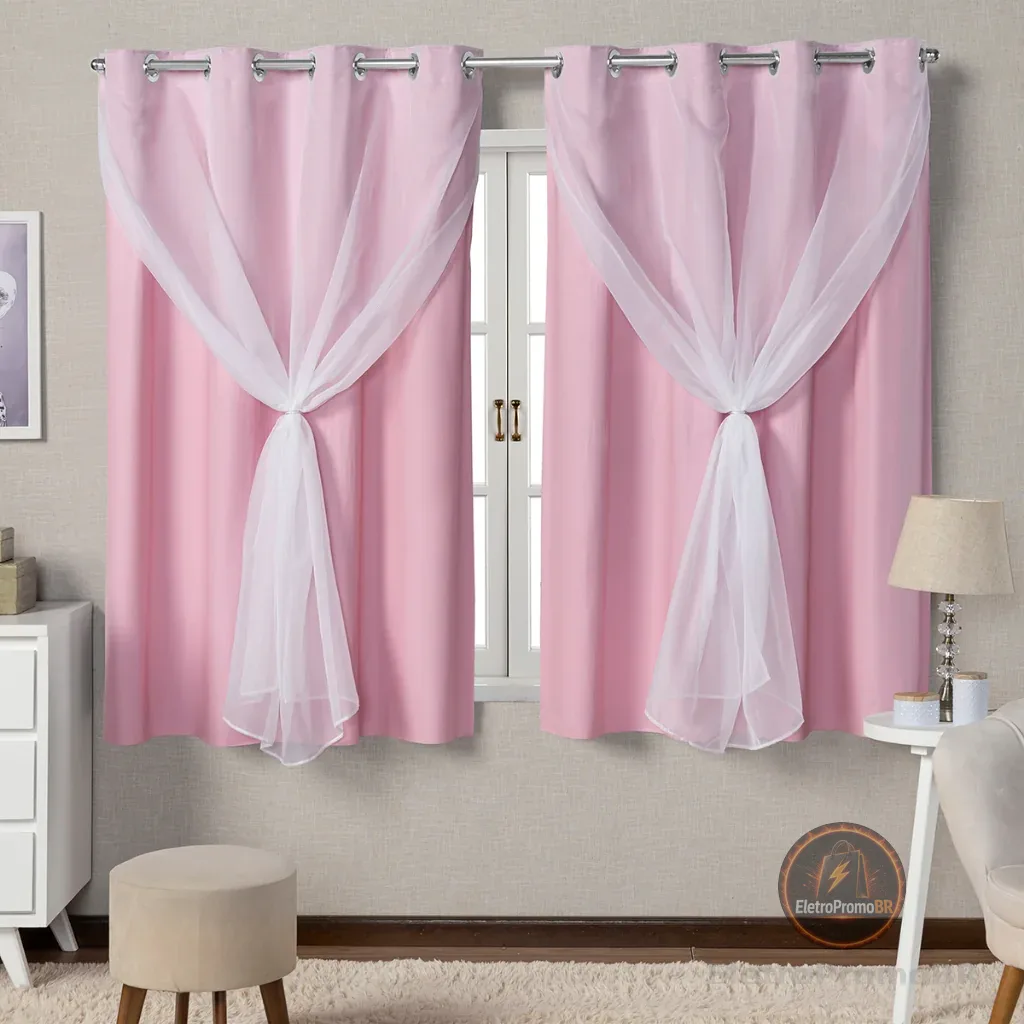 Cortina de Voal Blackout 100% Corta Luz 2,20m x1,30m Cores Variadas