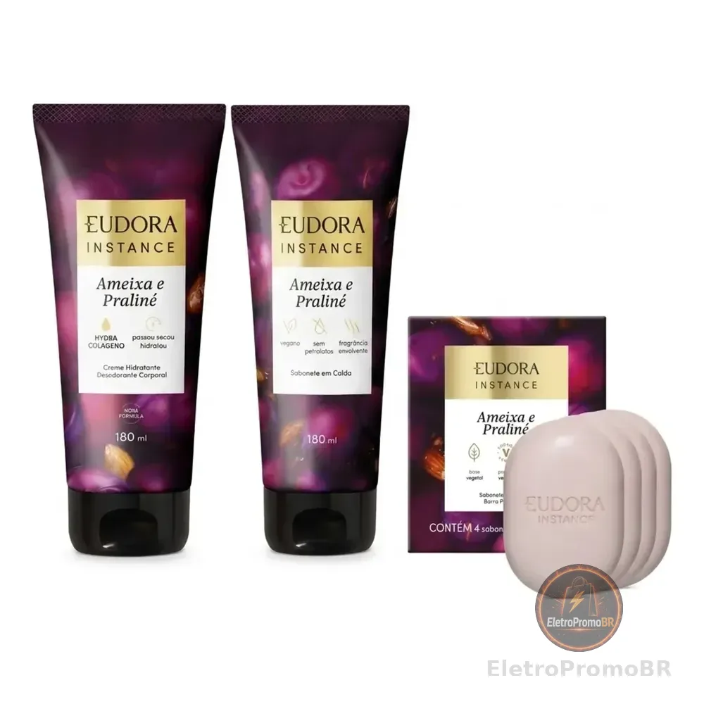 Combo Instance Ameixa E Praliné: Sabonete Em Barra 4x80g + S