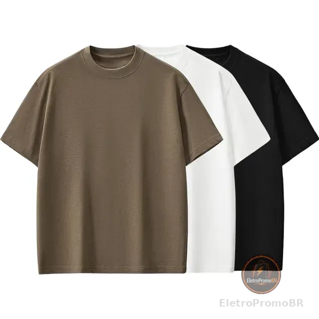 Kit 3 Camisetas Oversized Masculina Basic Streetwear