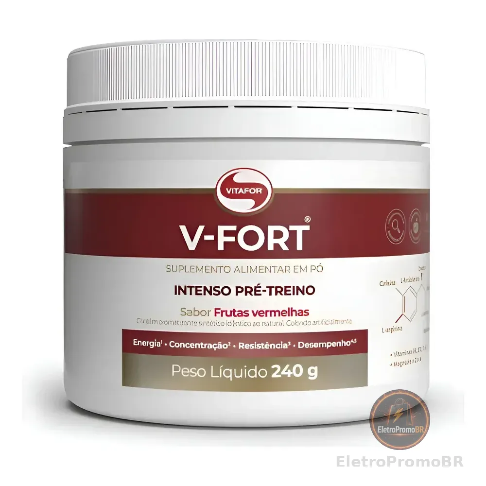 V-fort Intenso Frutas Vermelhas Pré Treino Vitafor Energia  Frutas Vermelhas