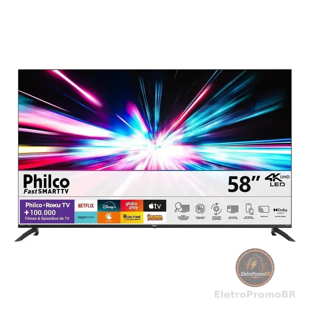 Smart Tv Philco 58 P58vik 4k Uhd Led Roku Dolby Audio Wi-fi Hdr10 110/220v