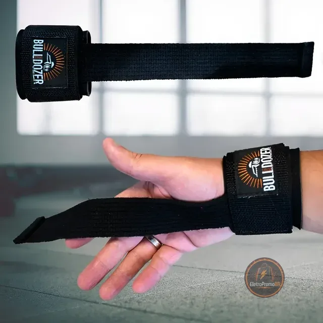 Strap Com Munhequeira Musculação Velcro Ajustável Grip Par