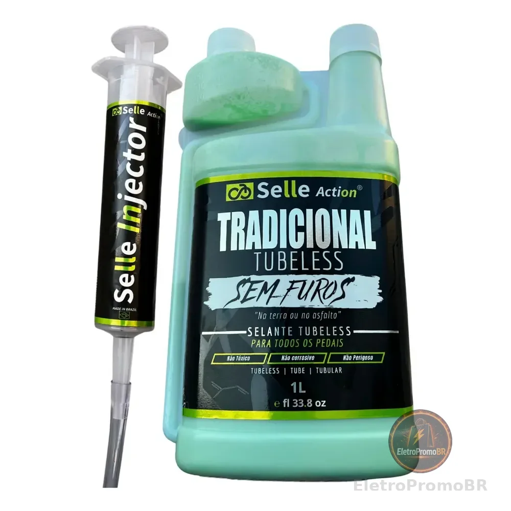 Liquido Selante Tubeless 1 Litro + Seringa Tubeless Injector