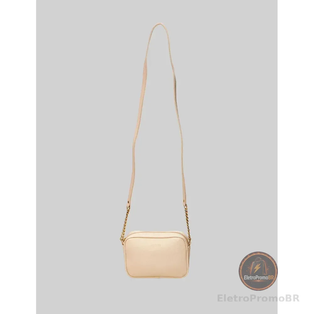 Bolsa Tiracolo Lisa Com Chaveiro E Barbicacho Anacapri Branco Ouro