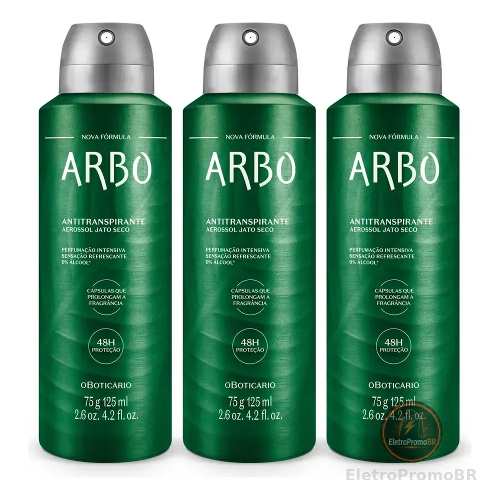 Kit Arbo: Desodorante Antitranspirante 75g (3 Unidades) Fragrância Fougère Fresco