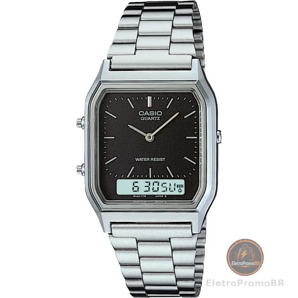 Relógio Casio Unissex Vintage Prata Aq-230a-1dmq Prateado