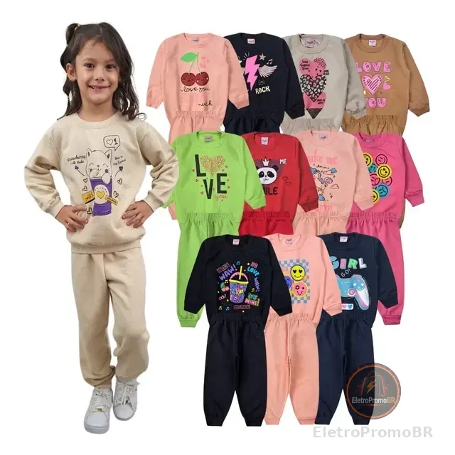 Kit 6 Peças Moletom Menina Infantil Inverno Atacado Barato