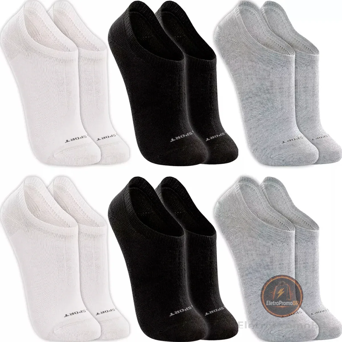 Kit 6 Pares Meias Lupo Original Sapatilha Algodão Masculino Feminina Cano Curto Soquete Academia