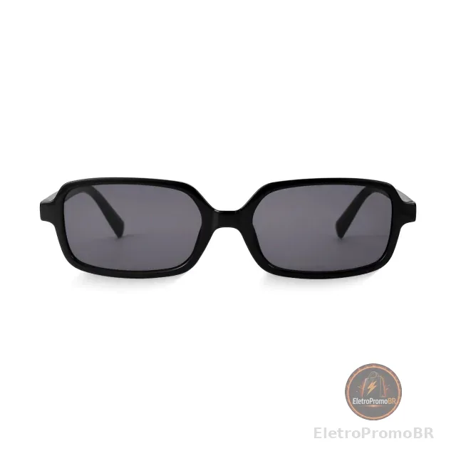 Óculos de Sol Retangular Ibiza Preto Clássico Retrô Unissex Proteção UV400 Elegantes Premium Moderno
