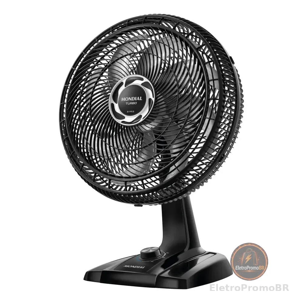 Ventilador De Mesa 40cm Turbo Mondial 140w Nvt-40-8p-b 40 Cm 60hz Preto 220v Prata Plástico 8