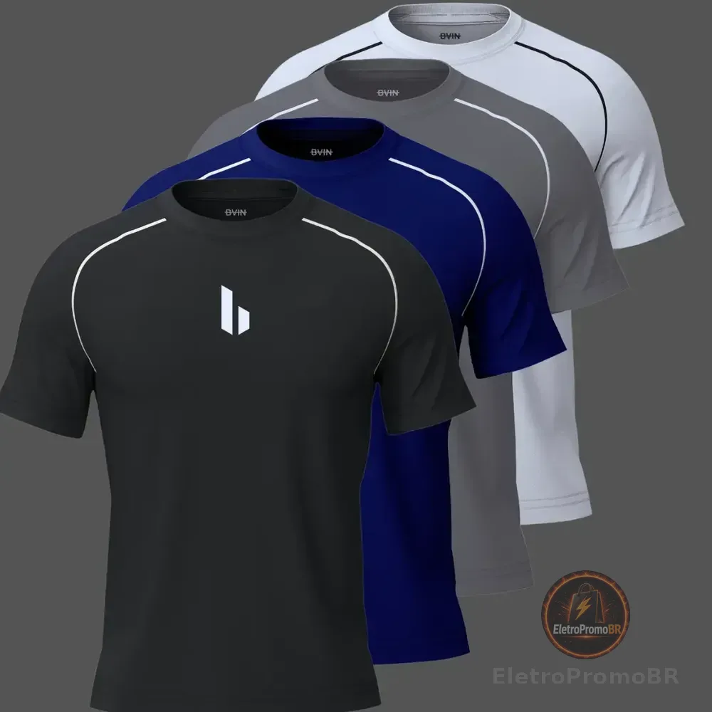 Kit 4 Camisetas Academia Poliester Dry Fit Leve Exercicios Variado - B4 G
