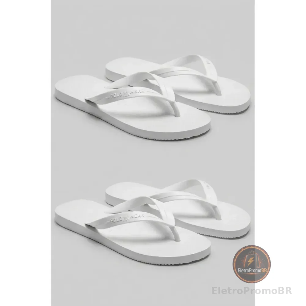 Kit 2 Chinelos Antiderrapantes Polo Wear Original Branco 43/44