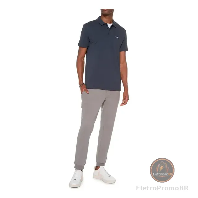 Polo Calvin Klein Jeans Piquet Regular Re Issue Azul Marinho