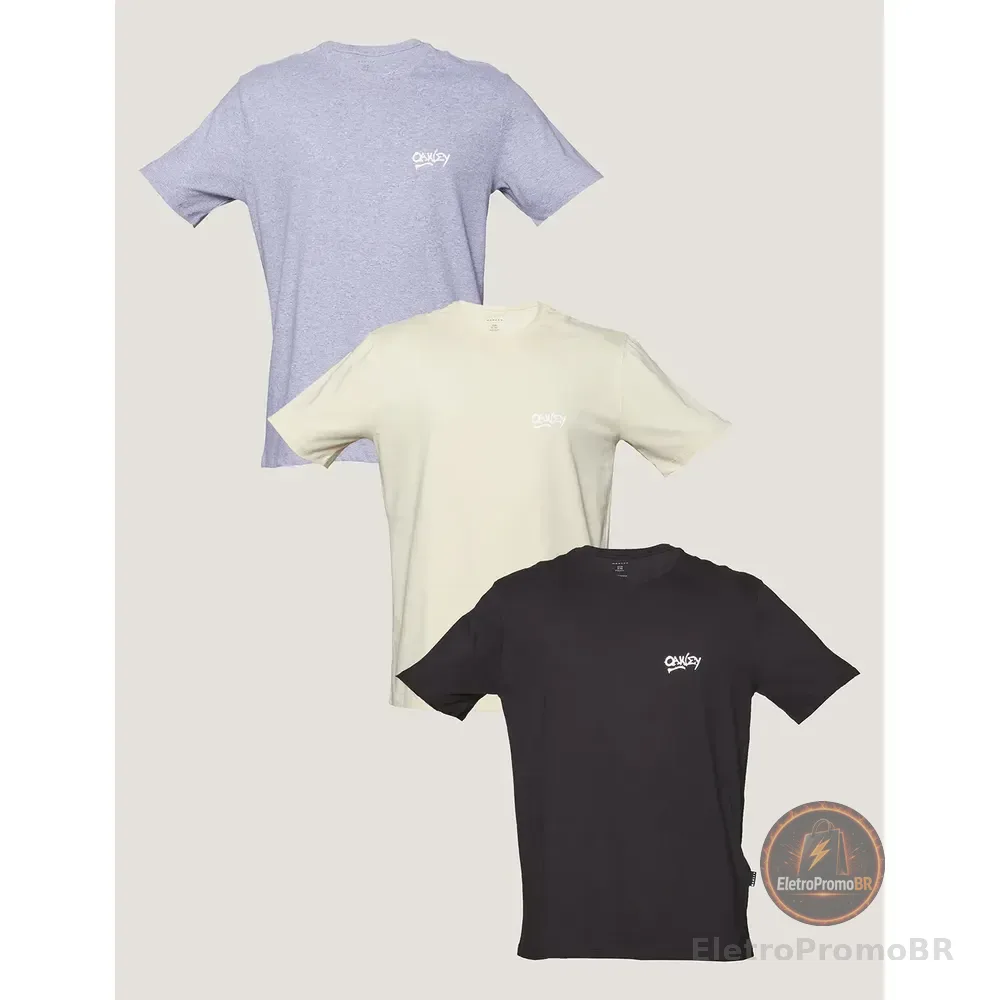 Kit 3 Camisetas Masculina Logo Grafitti Oakley. Misselaneous Logomarca G Liso