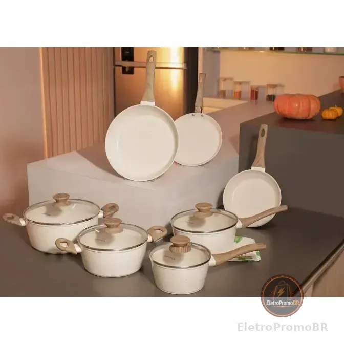Conjunto De Panelas Com 10 Peças Cook Marmol Mimo Style Vanila