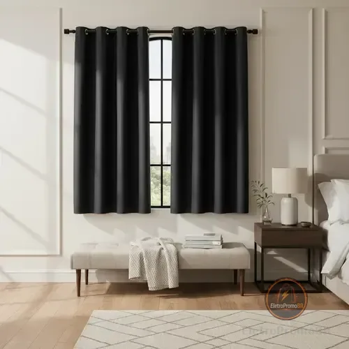 Cortina Blackout De Pvc 2,20m X 1,30m Preto Corta Luz Preto