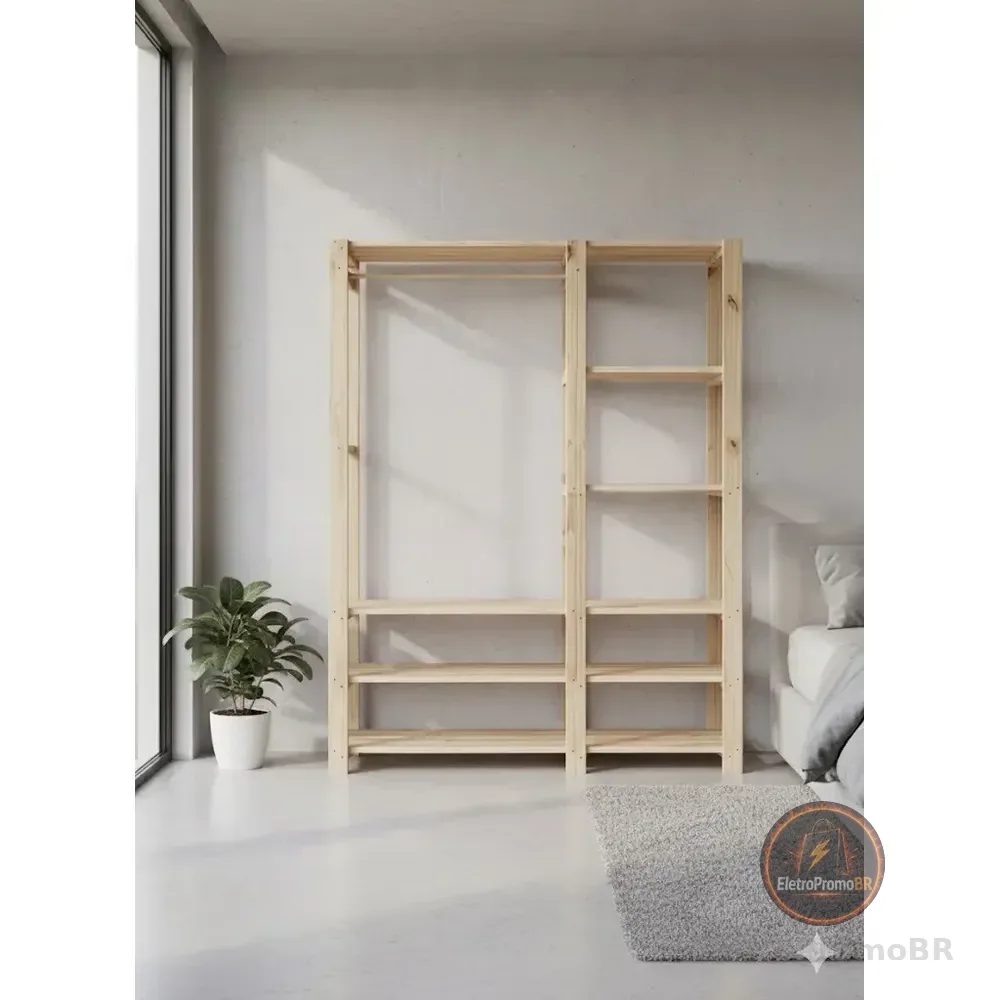 Prateleiras Nicho Pinus Design Sofisticado Útil Guarda Roupa Branco