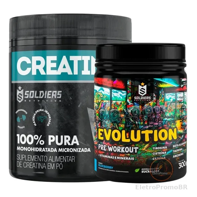 Kit Creatina 300g + Pré-treino Evolution 300g Soldiers Nutrition