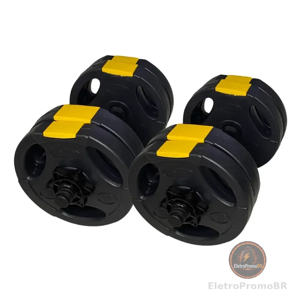 Kit Halteres Peso Musculação Ajustável Halter Até 20kg Cor Preto