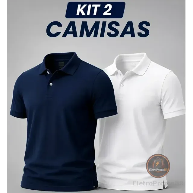 Kit 2 Camisa Gola Polo Masculina Básica Piquet Camiseta