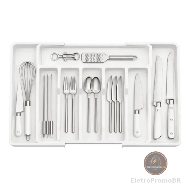 Organizador Porta Talheres Gaveta Para Cozinha Com Extensor