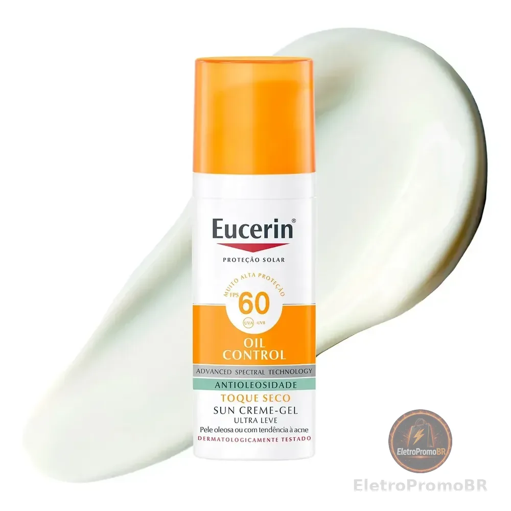 Eucerin Protetor Solar Facial Oil Control Fps 60 50ml, Antioleosidade, Rosto, Proteção Uva, Uvb E Luz Visível