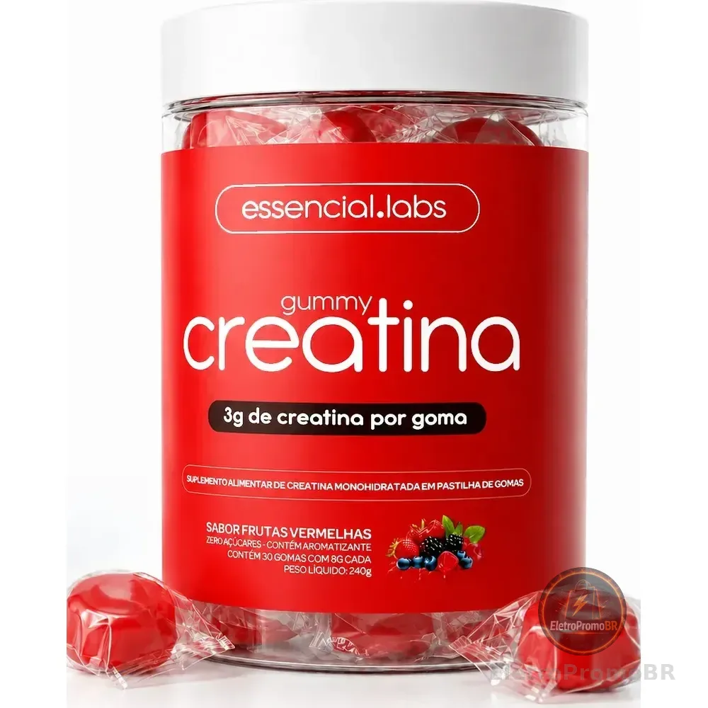 Gummy De Creatina Pura Com 3g De Creatina Por Gummy - 30 Doses - Sabor Frutas Vermelhas
