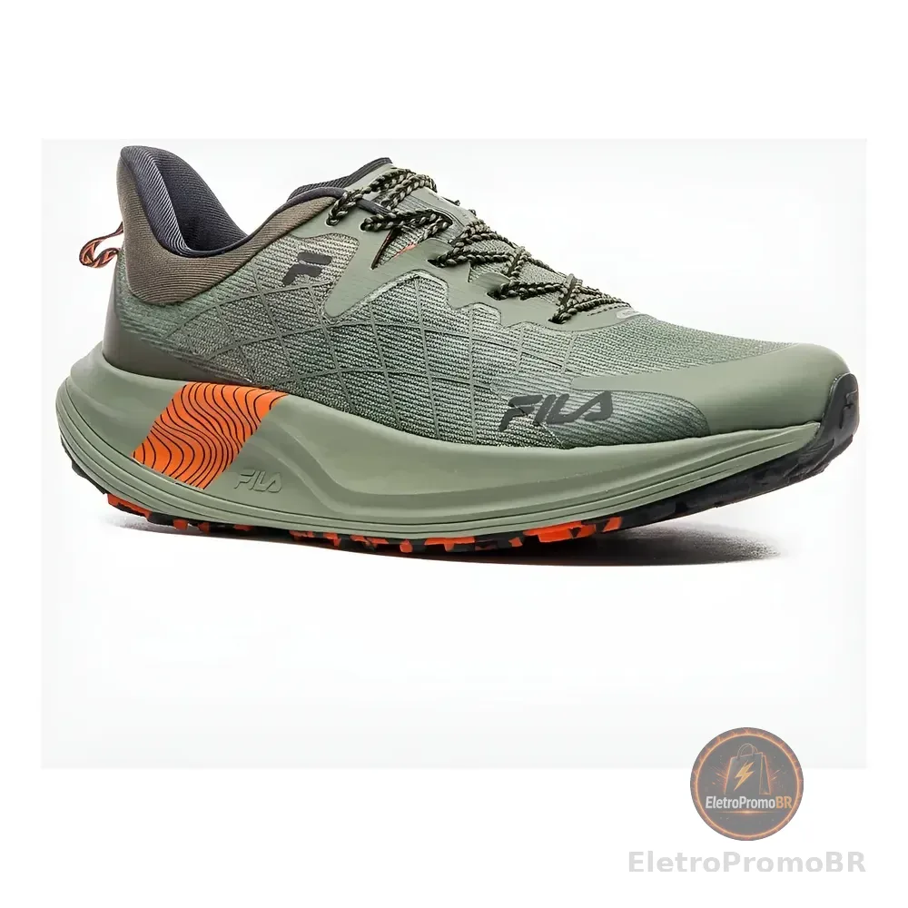 Tênis Masculino Fila Racer Skytrail Padrão Lisa Oliva/preto/laranja Liso 38 Br