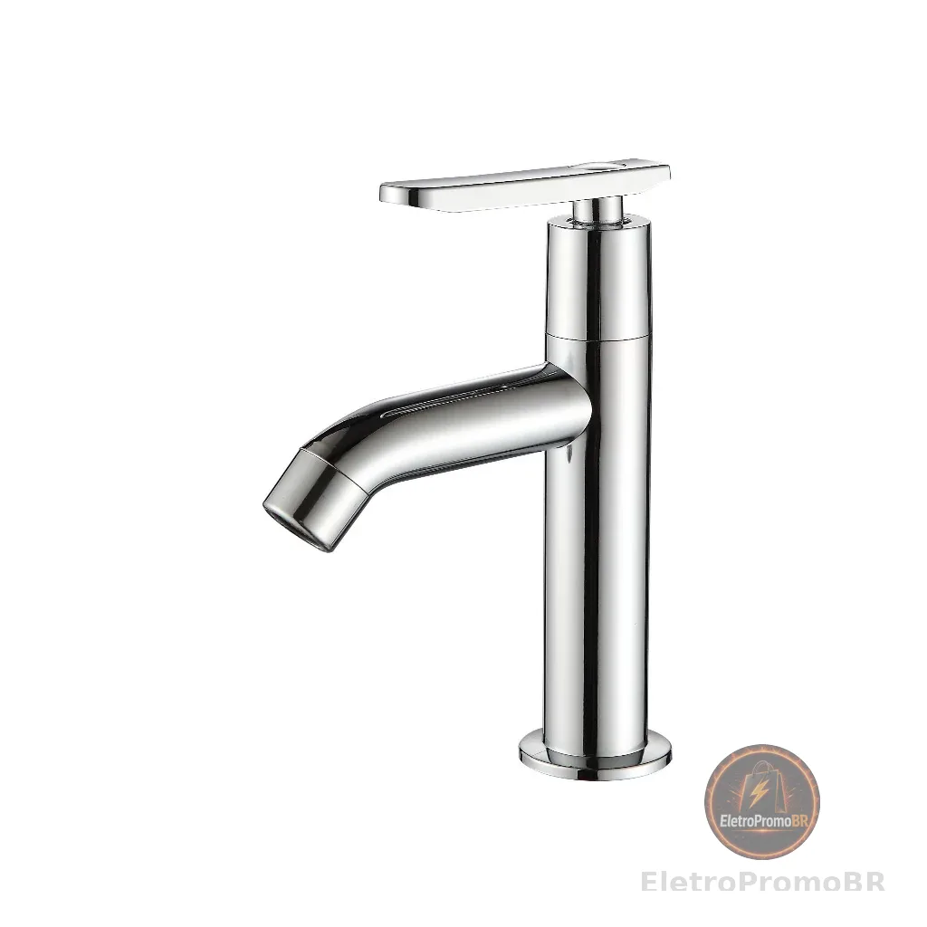 Torneira Cromado branco Fria ABS Para Lavatório Banheiro Pia Mesa 1/4 Volta