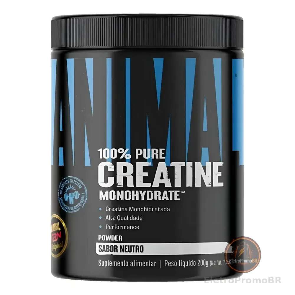 Creatina Pura Animal Universal Nutrition Em Pó 200g Sabor Neutro