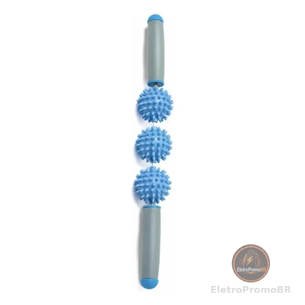 Massageador Bastão Com Espinhos Para Liberação Miofascial Cor Azul-celeste
