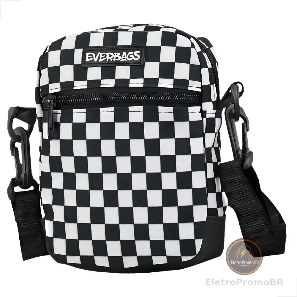 Shoulder Bag Bolsa Necessaire Pochete Everbags Xadrez Estilo Xadrez Preto/branco