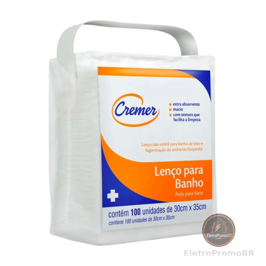 Lenço para Banho e Higiene Cremer com 100 Unidades