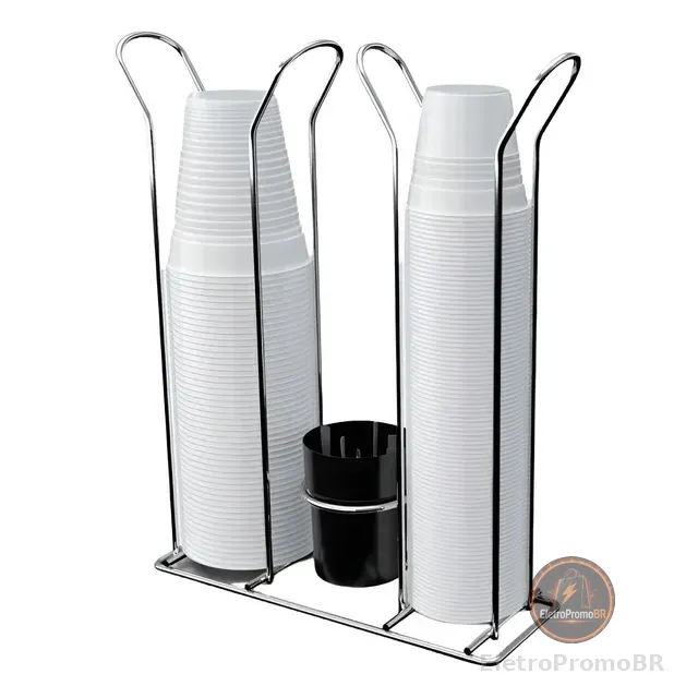 Porta Copos Descartáveis 80ml/200ml Organizador Cromado