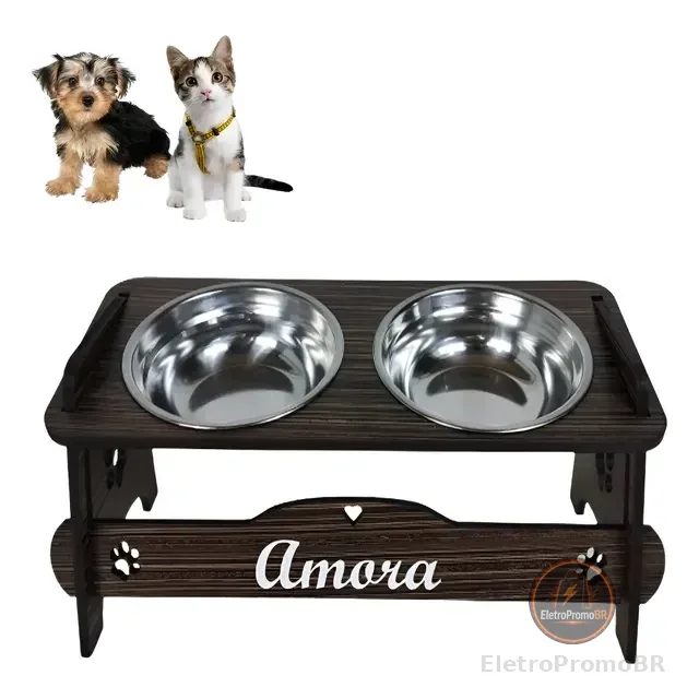 Comedouro Personalizado Pet Elevado Tigelas Inox