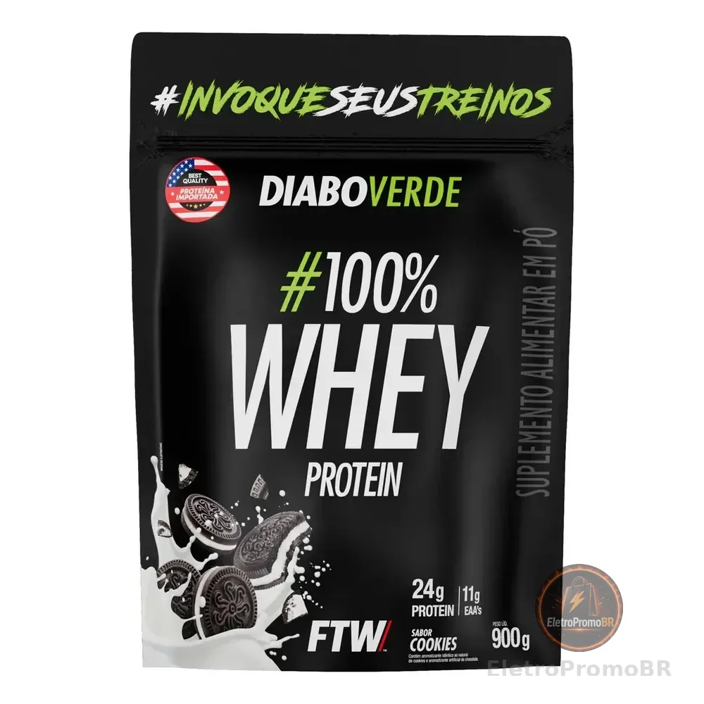 100% Whey Protein 900g Sabor Cookies Diabo Verde - Ftw Biscoitos