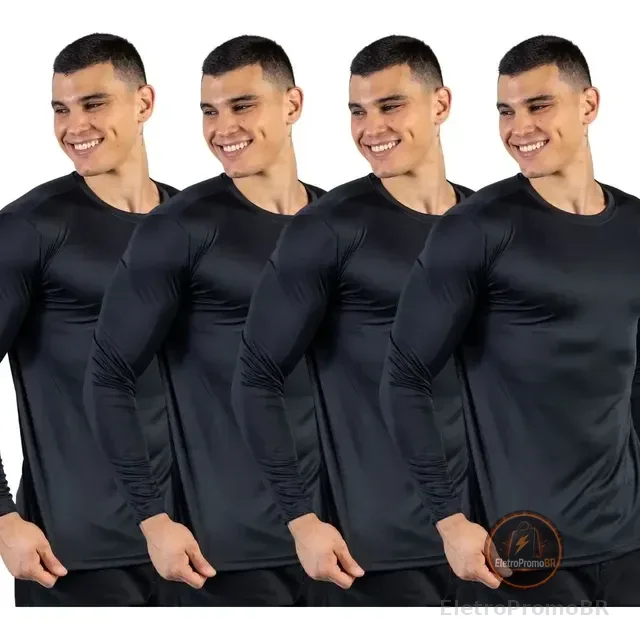 Kit 4 Camisas Segunda Pele Térmica Uv50 Dry Fit Manga Longa