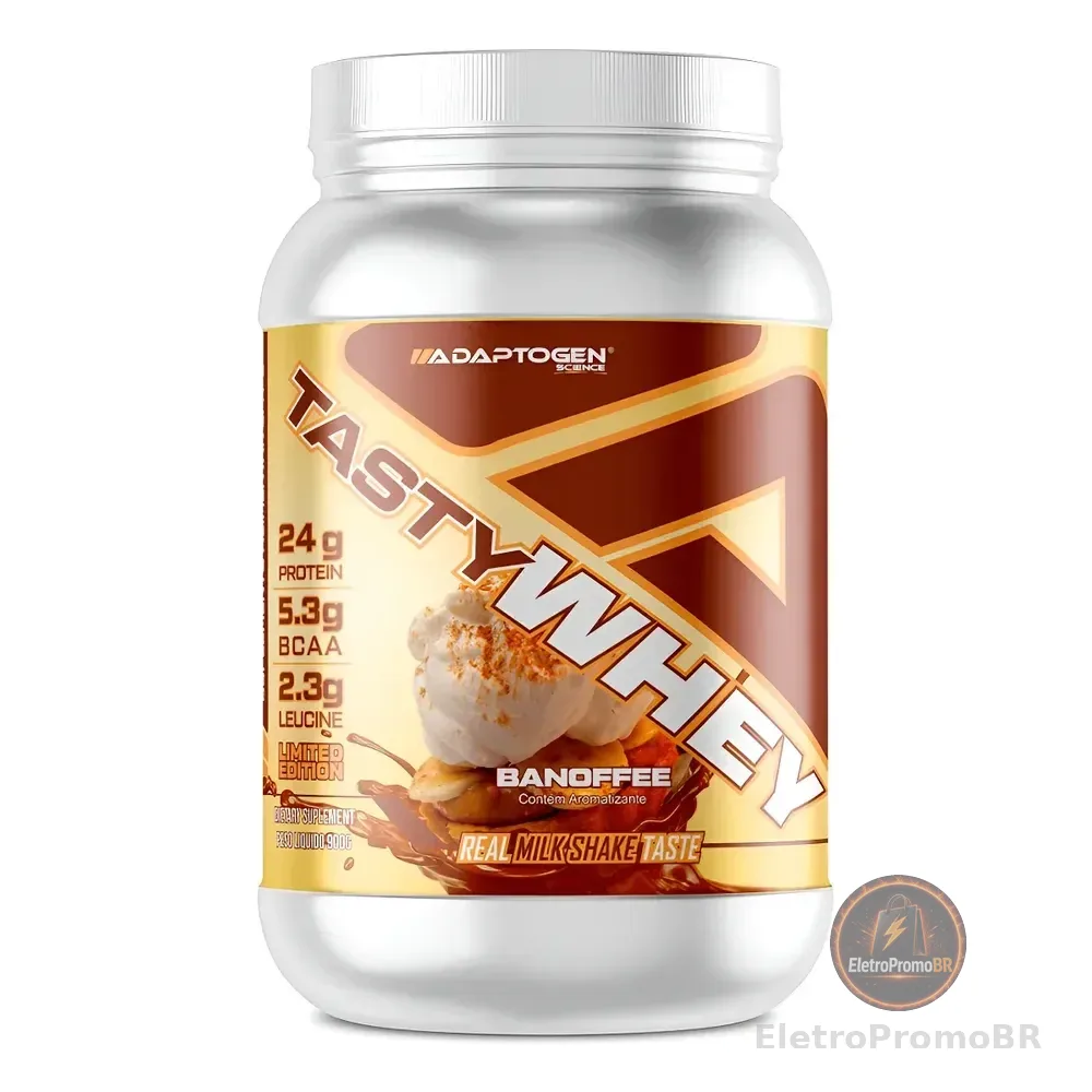 Suplemento Tasty Whey 3w Gourmet Whey Protein Adaptogen Science Pote 900g Sabor Banoffee