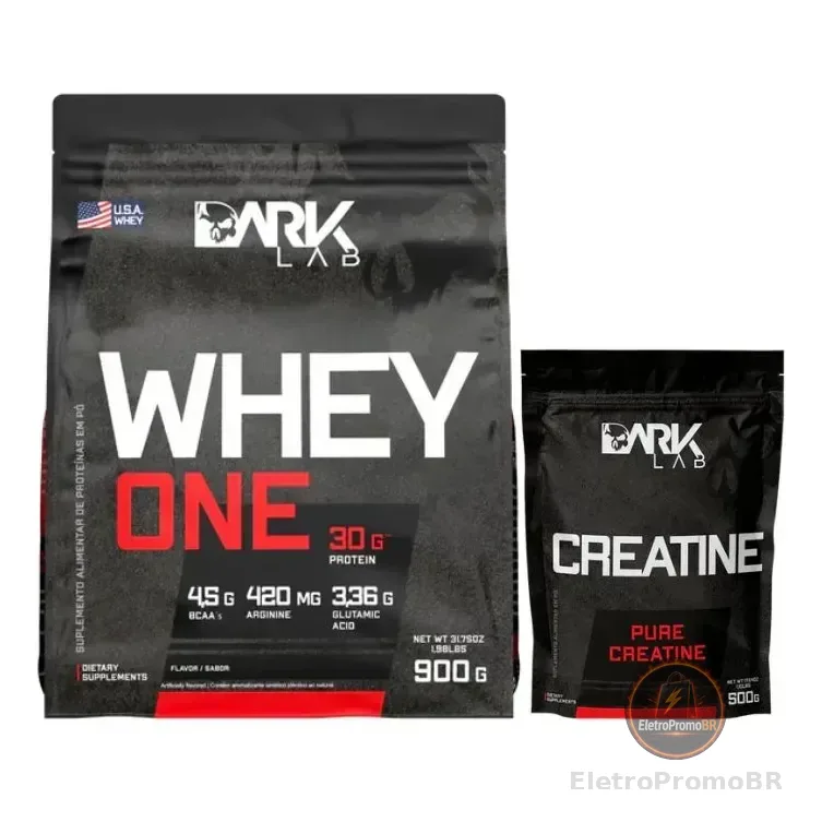 Whey One Morango 900g + Creatina Sem Sabor 500g Dark Lab