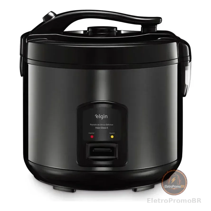 Elgin Visio Glass Panela De Arroz Elétrica 5 Xícaras 400w Preto 220v 60hz