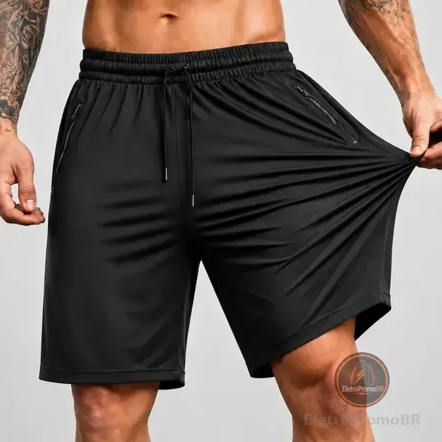 Shorts Esportivo Masculino Slim Fit Com Elastano Poliamida
