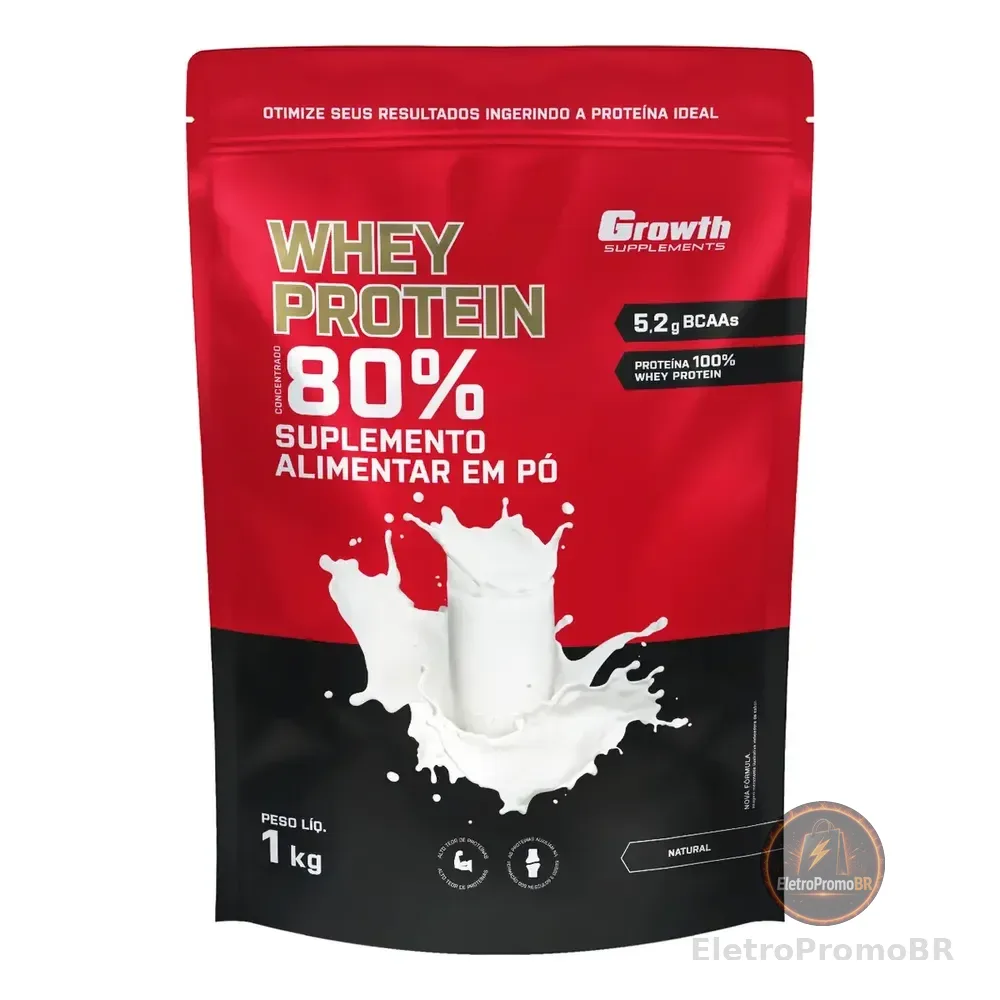 Whey Protein Concentrado 1kg Growth Supplements - Natural