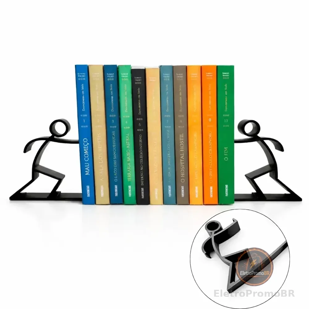 Aparador De Livro Suporte Bibliocanto Apoio De Livros Par Organizador Moderno Decorativo Minimalista Bookend Segurador Aparadores Para Biblioteca Peso Porta Livros Preto