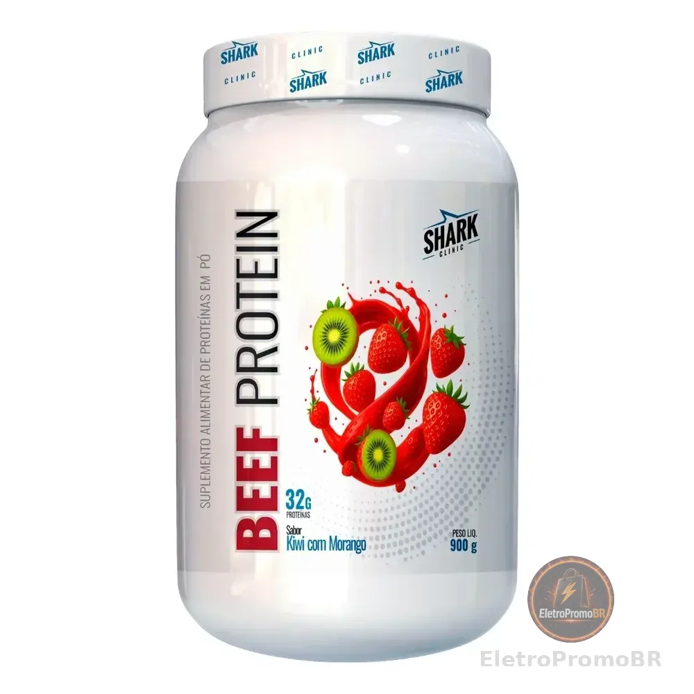 Suplemento Carne Bovina Beef Lactose 900g Morango C/kiwi Shark Pro Morango Com Kiwi