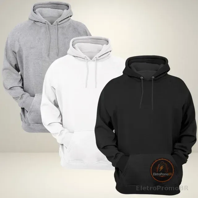 Kit 3 Moletom Blusa De Frio Agasalho Com Capuz Bem Quente