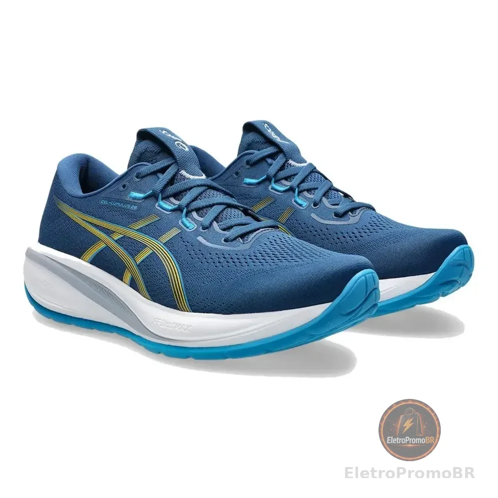 Tênis Asics Gel-cumulus 28 Masculino Azul/amarelo 44 Br
