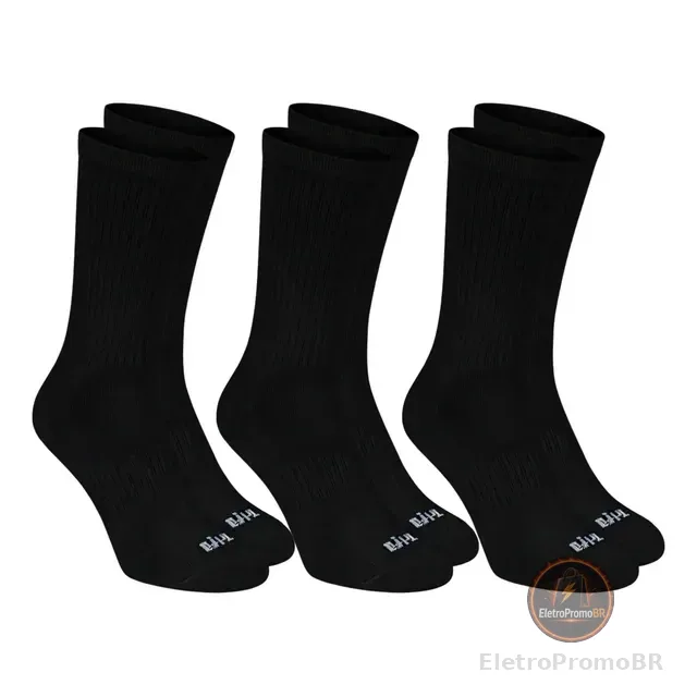 3 Pares Meia Corrida Poliamida Trifil Cano Alto Esportiva